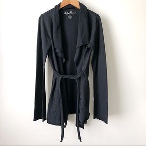 Lucky Brand Black Open Waterfall Cardigan • M